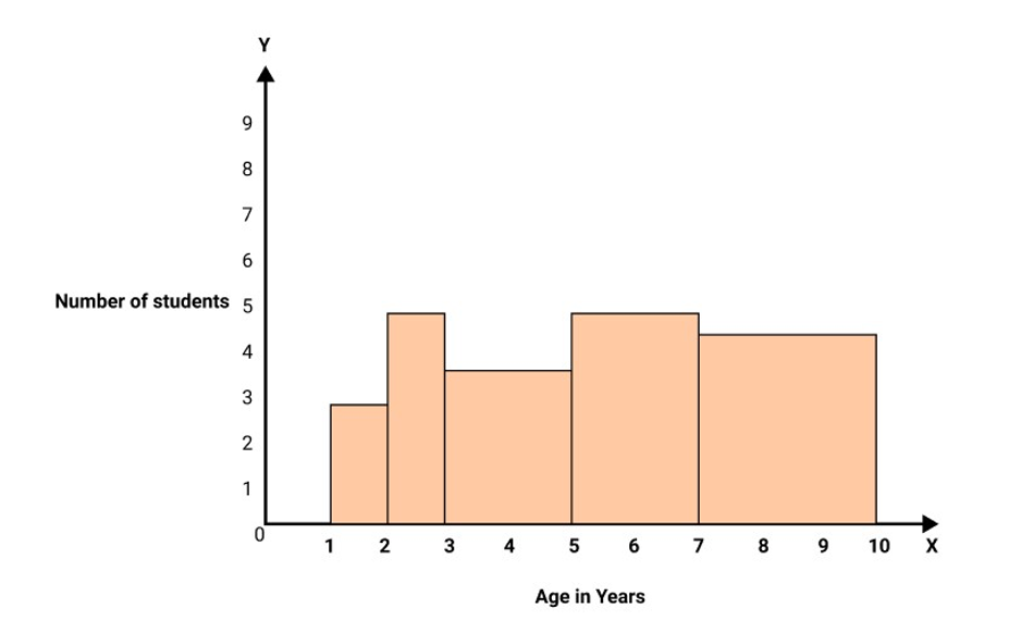 rectangles with base equal to class interval and heights equal to the corresponding adjusted frequencies.