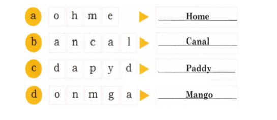 Rearranged the jumbled letters to form words.