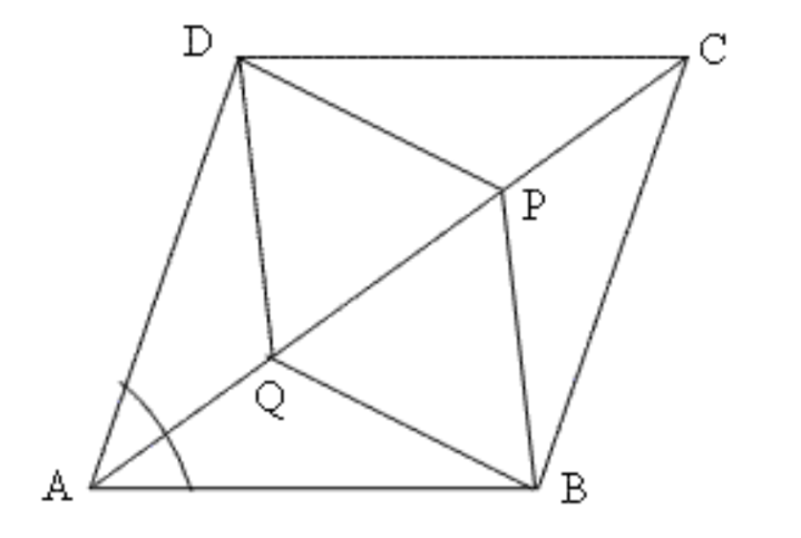 Rhombus ABCD, DP = BQ