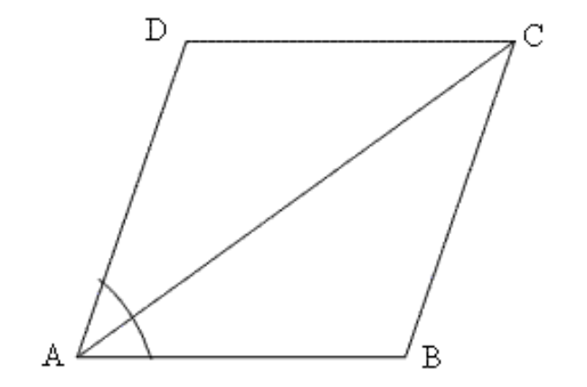 Rhombus ABCD, Angle DAC = Angle BAC