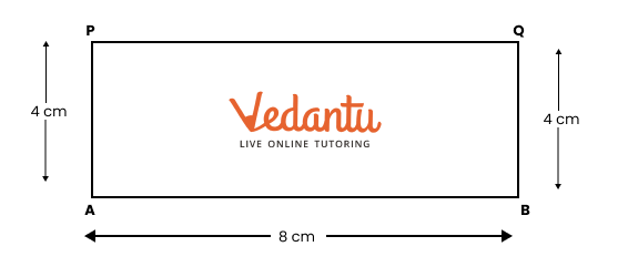 draw a rectangle for 4cm length and 8cm width