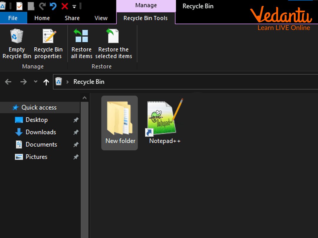 Restore a folder