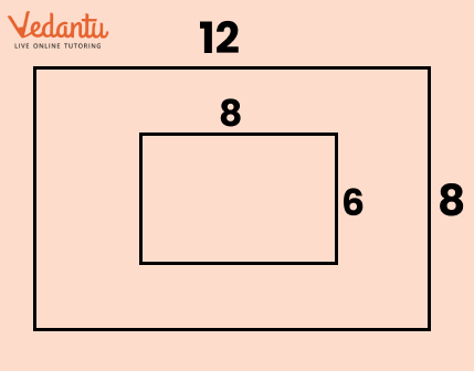 rectangle of half the area of rectangle of size 12x8units