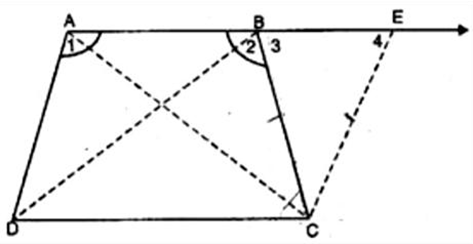 ${\text{ABCD}}$ is a trapezium in which and ${\text{AD}} = {\text{BC}}$ AND CE AD and extend AB to intersect CE at $E$.