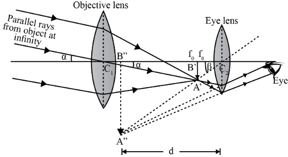 the objective and eyepiece