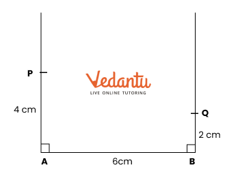 mark point P on the perpendicular at A such that AP = 4 cm