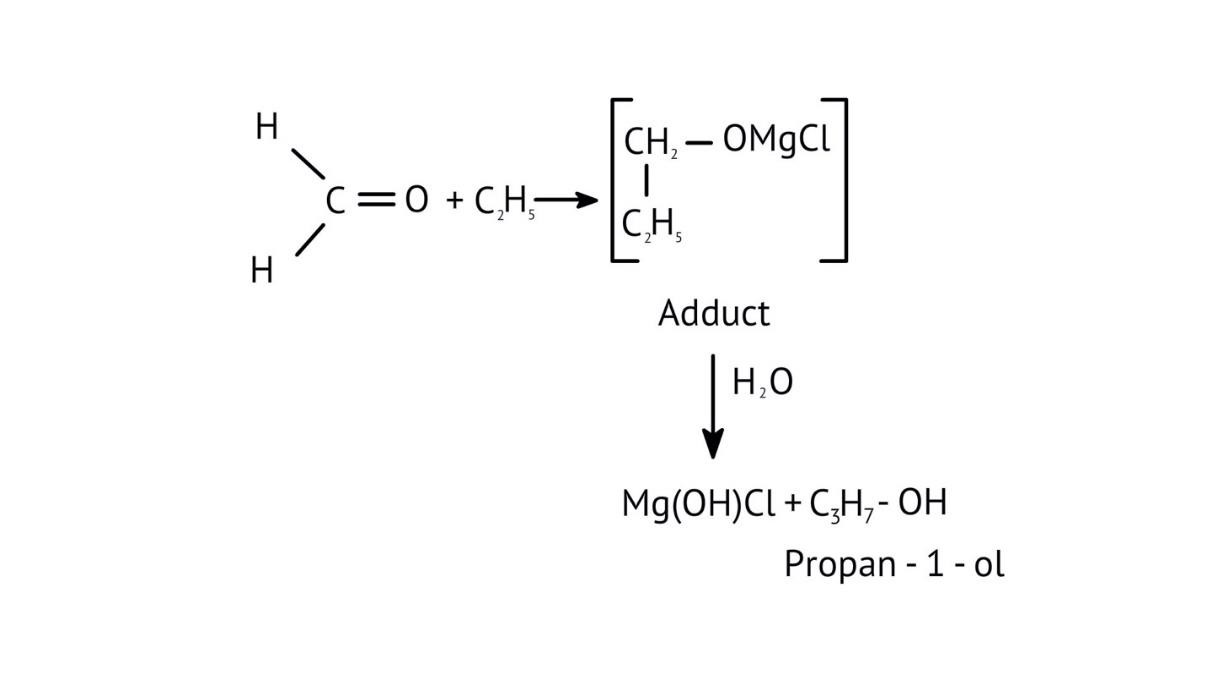 When ethyl magnesium chloride is treated with methane, an adduct is formed, which when hydrolyzed yields propan-1-ol.