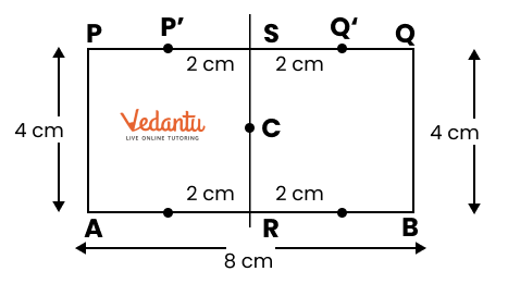 labelling in rectangle of sides 8 cm and 4 cm