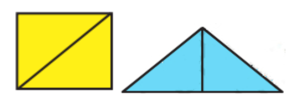 the blue shape & yellow shape