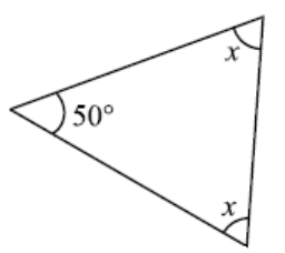 Triangle in which one angle is 50 degrees and the unknown angle X is