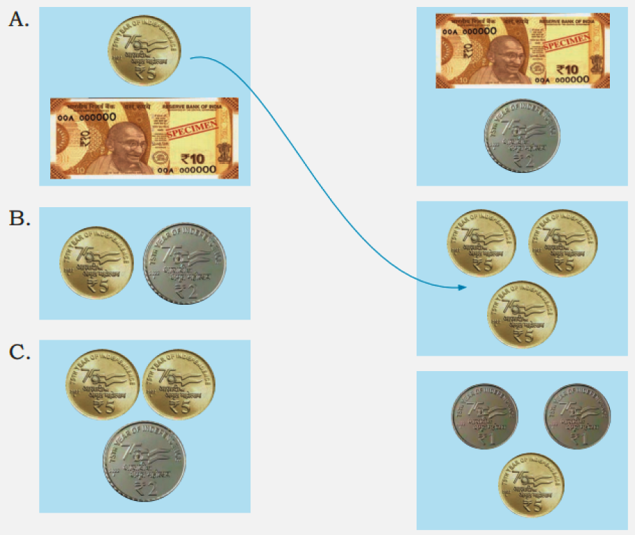 Match the coins and notes