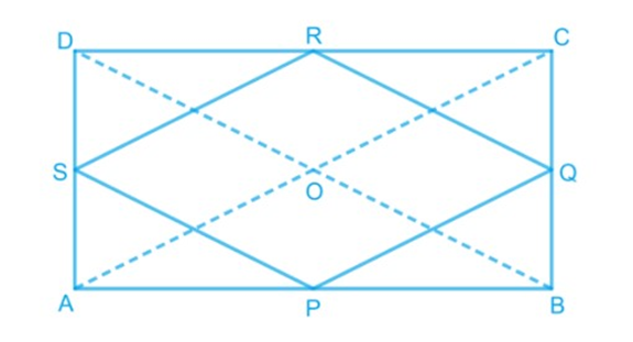 ${\text{ABCD}}$ is a rectangle and P, Q, R and S are the mid-points of the sides ${\text{AB}},{\text{BC}},{\text{CD}}$ and DA respectively