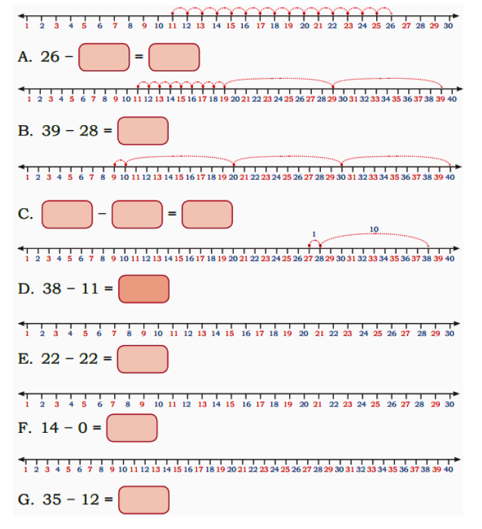 Read the number line and fill box