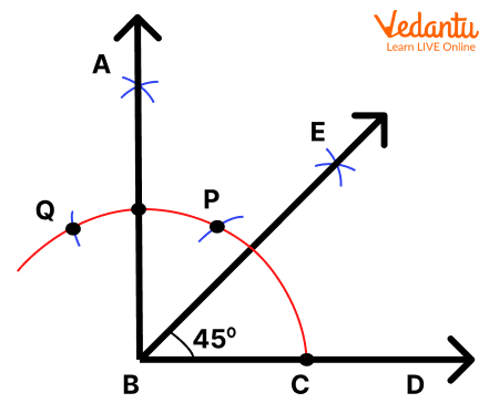 Construction of 90 Degree Angle with the help of Compass at