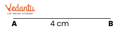 draw a line AB equal to 4 cm