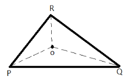 Triangle PQR , joining OR,OQ and OP