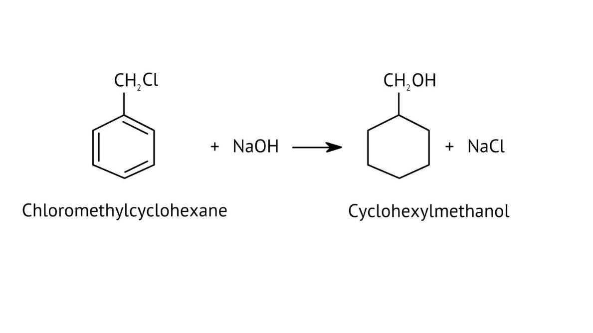 treating chloromethylcyclohexane with sodium hydroxide