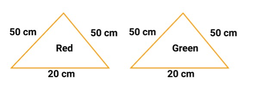 triangular pieces of two different colours