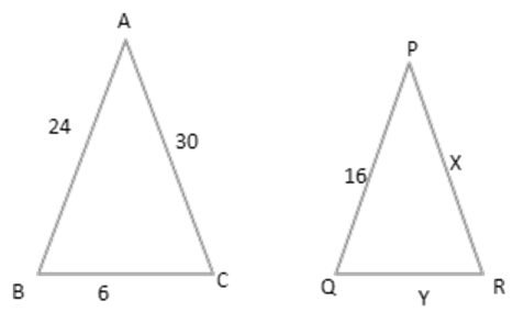 $ \vartriangle ABC\sim\vartriangle PQR, $