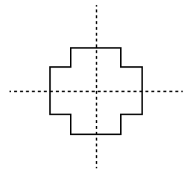 Two lines of symmetry for the above shape