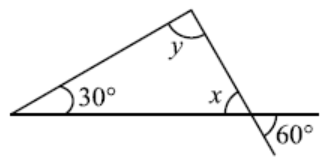 Triangle with one angle 30 degrees and unknown angles X and Y degrees