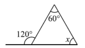 Triangle in which one angle is 60 degree and exterior angle is 120 degree