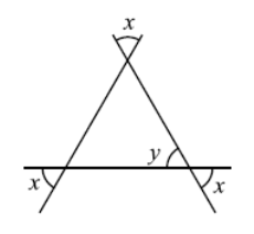 Triangle in which unknown angles X and Y are perpendicularly opposite angles