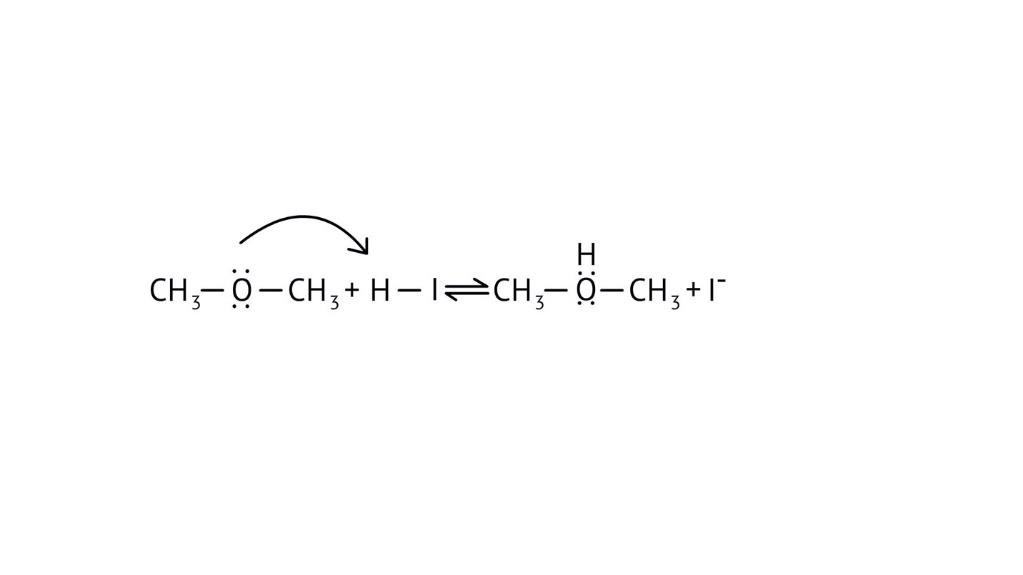 Protonation of methoxymethane is the first step