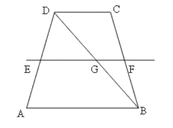 Trapezium ABCD, E is the mid point of side AD.