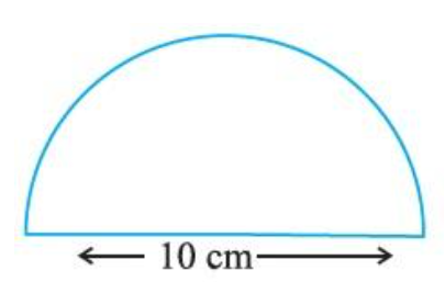 Semicircle with diameter 10cm