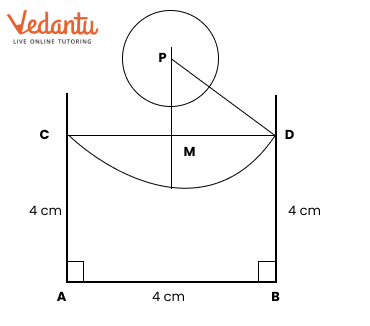 perpendicular, circle with given measurements