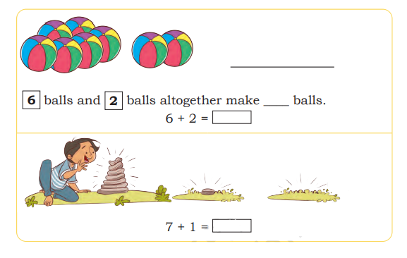 solution of adding the numbers for Class 1 Maths