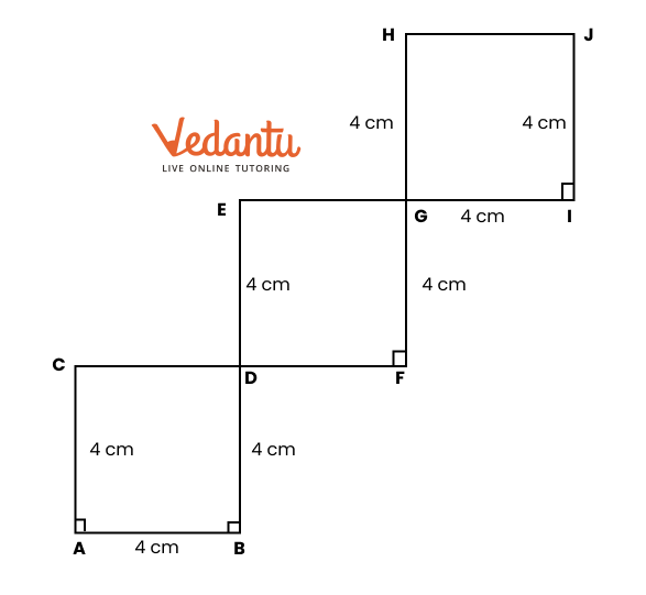 squares each of side 4 cm