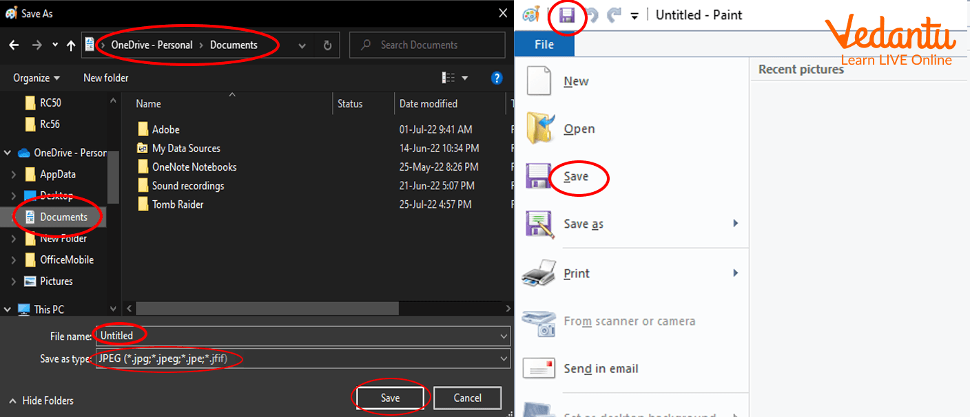 The Save As Button that Opens After the File menu