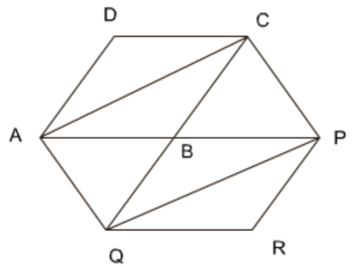 Parallelogram ABCD, side AB is produced to a point P.