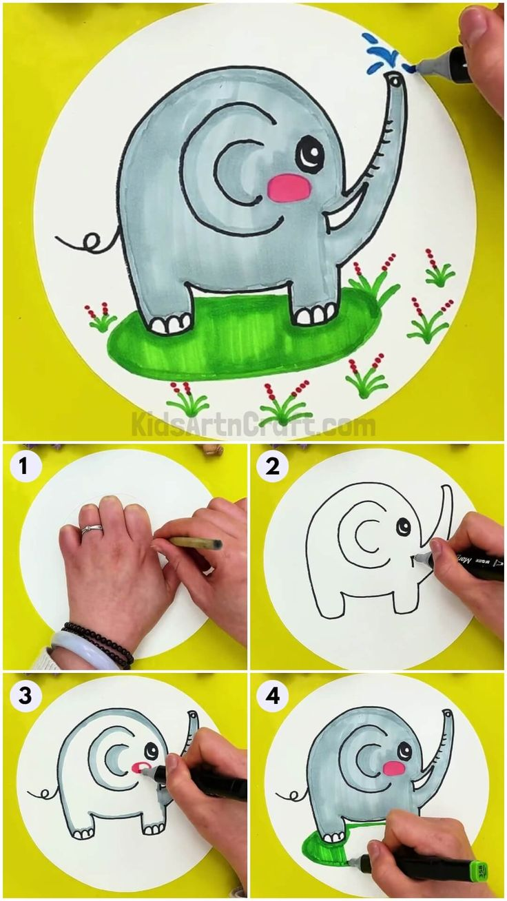 Elephant Handprint Drawing