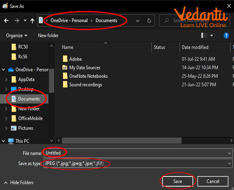 The File Name in the Save As Window