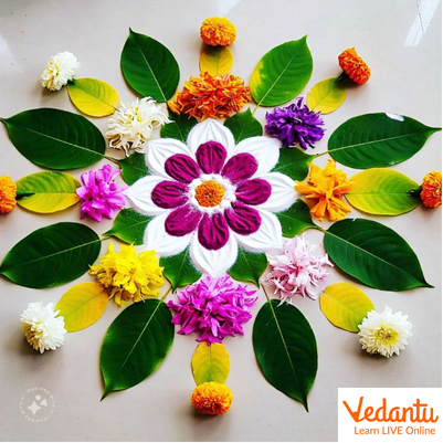 Rangoli with leaves