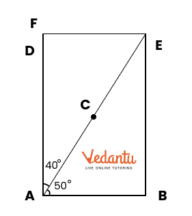 draw a perpendicular line to BE at E