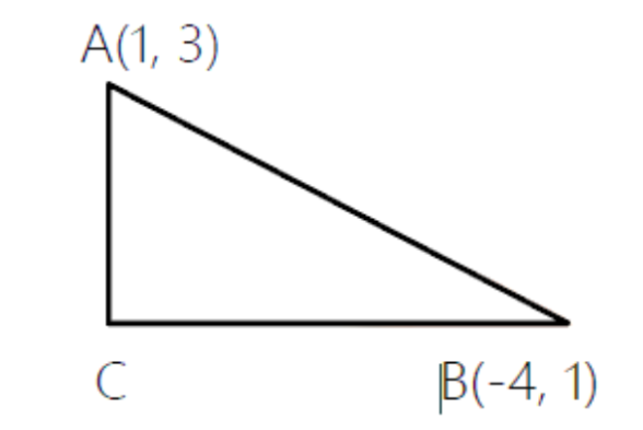 Right angled triangle ACB