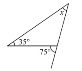 Triangle in which one angle is 35 degree and exterior angle is 75 degree