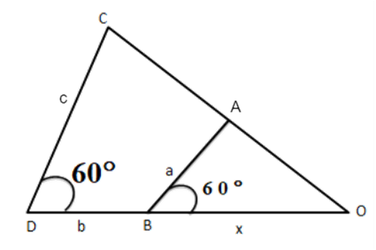 $ \text{x} $ in terms of $ \mathbf{a},\mathbf{b},\mathbf{c}. $