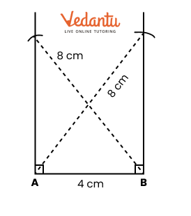 draw an arc to intersect the perpendicular at B