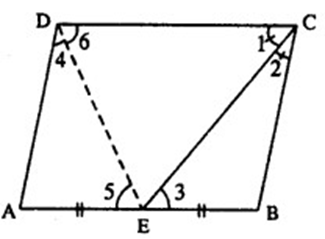 ABCD is a parallelogram ${\mathbf{E}}$ is mid-point of AB and CE bisects $\angle BCD$