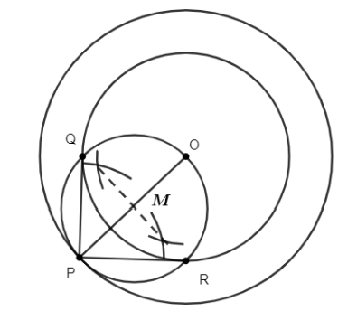 Concentric circles with tangent to a circle of radius 4cm