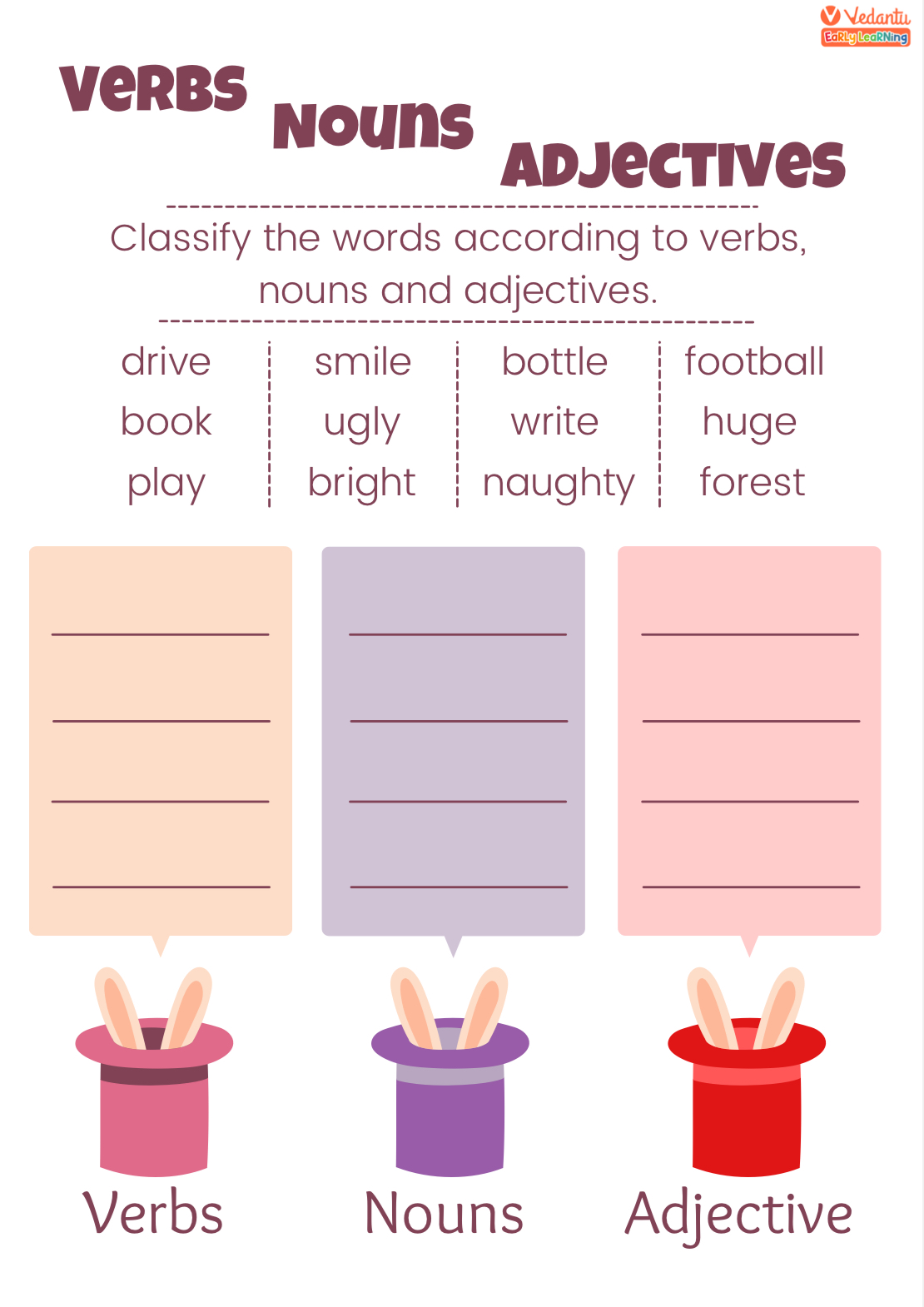 Verbs, Noun and Adjectives