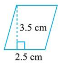 Parallelogram with base 2.5cm and height 3.5cm
