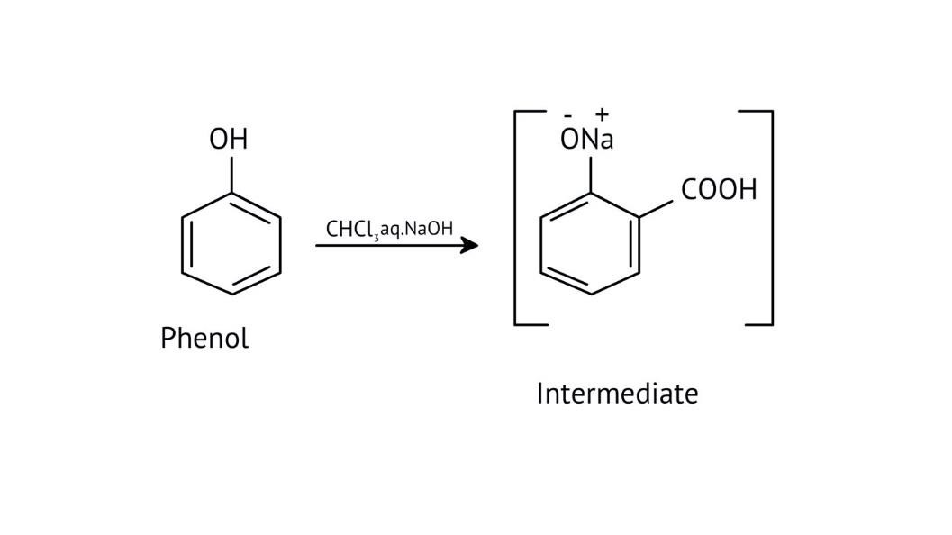 the ortho position of the benzene ring when phenol is treated with chloroform in the presence of sodium hydroxide