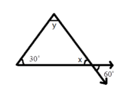 Triangle with 30,x and y as its internal angels