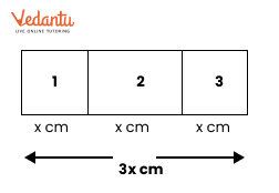 side of the rectangle is 3x cm (x cm + x cm + x cm)